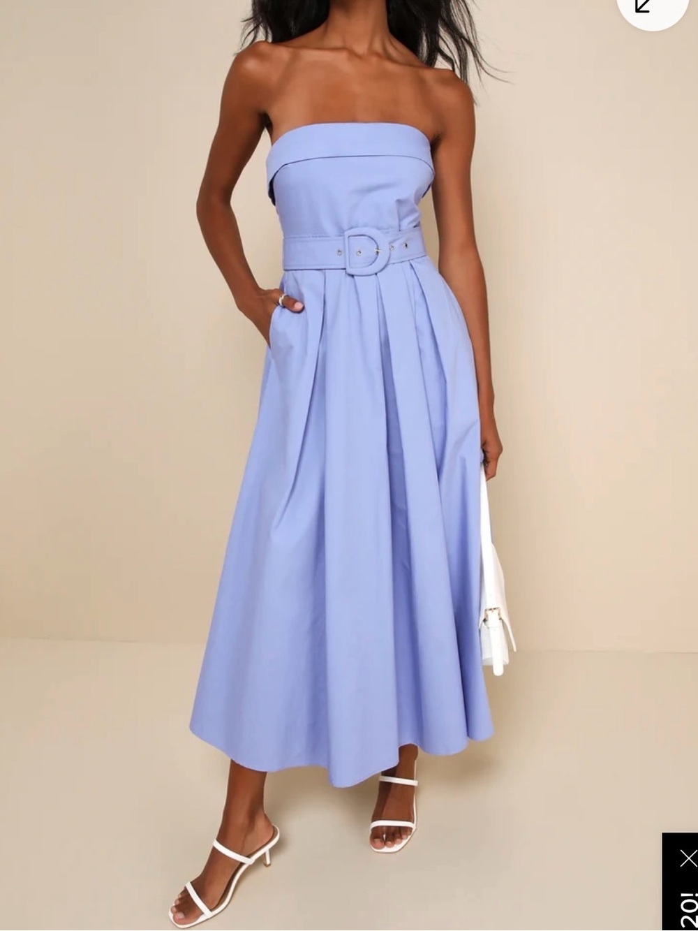 Lulus Trendsetting Choice Periwinkle Strapless Midi Dress With Pockets
